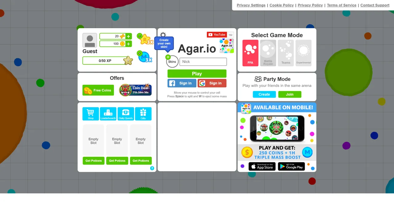 Screenshot of Agar.io
