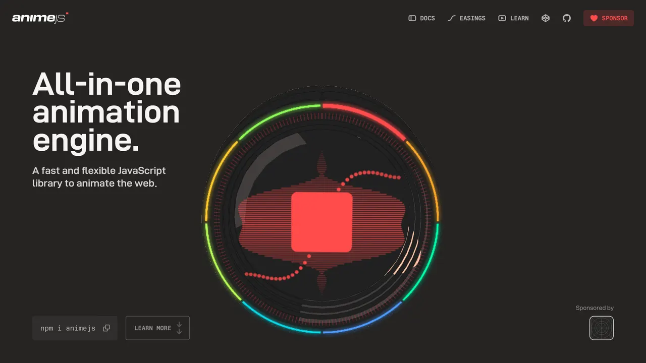 Screenshot of Anime.js