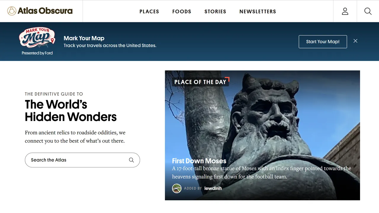 Screenshot of Atlas Obscura