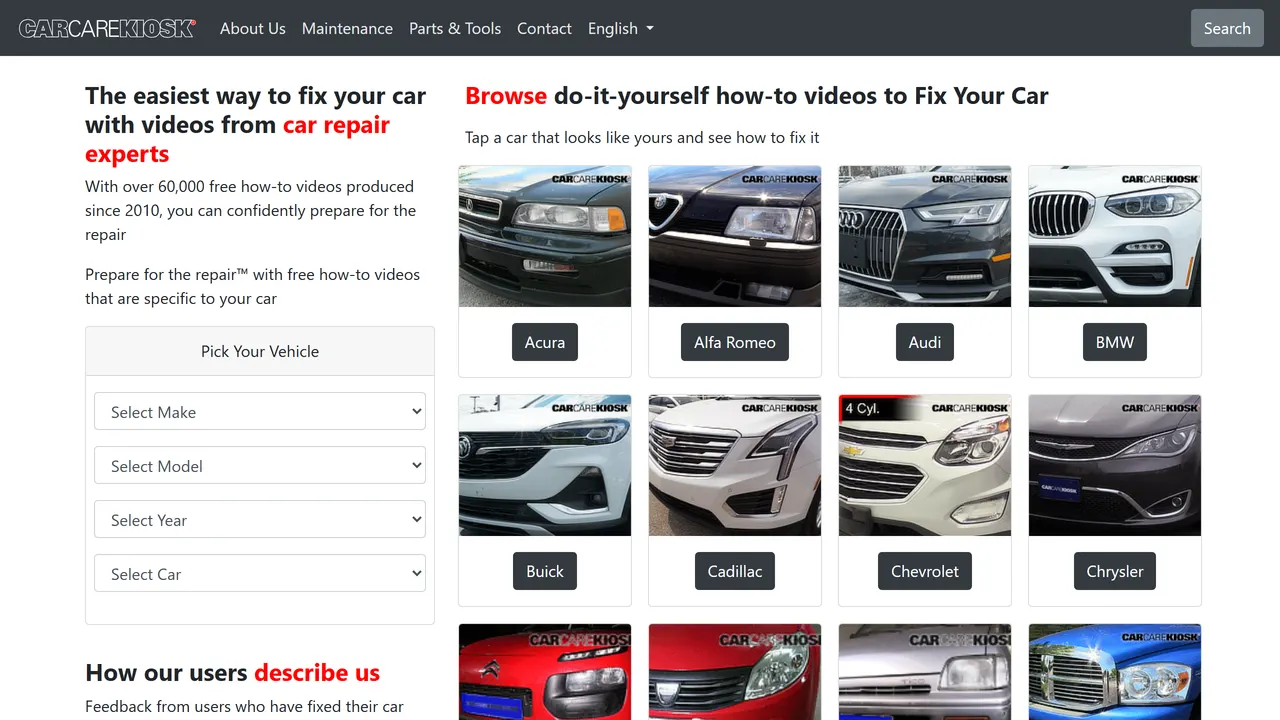 Screenshot of CarCareKiosk