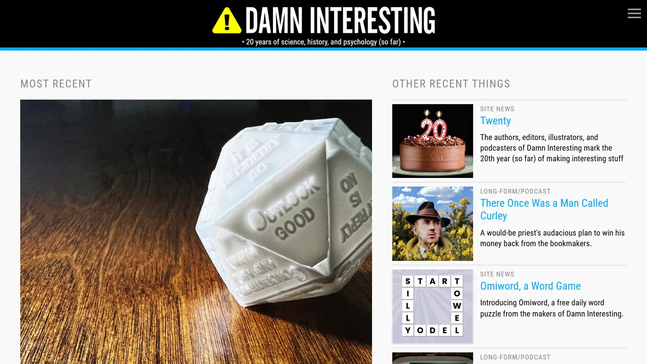 Screenshot of Damn Interesting