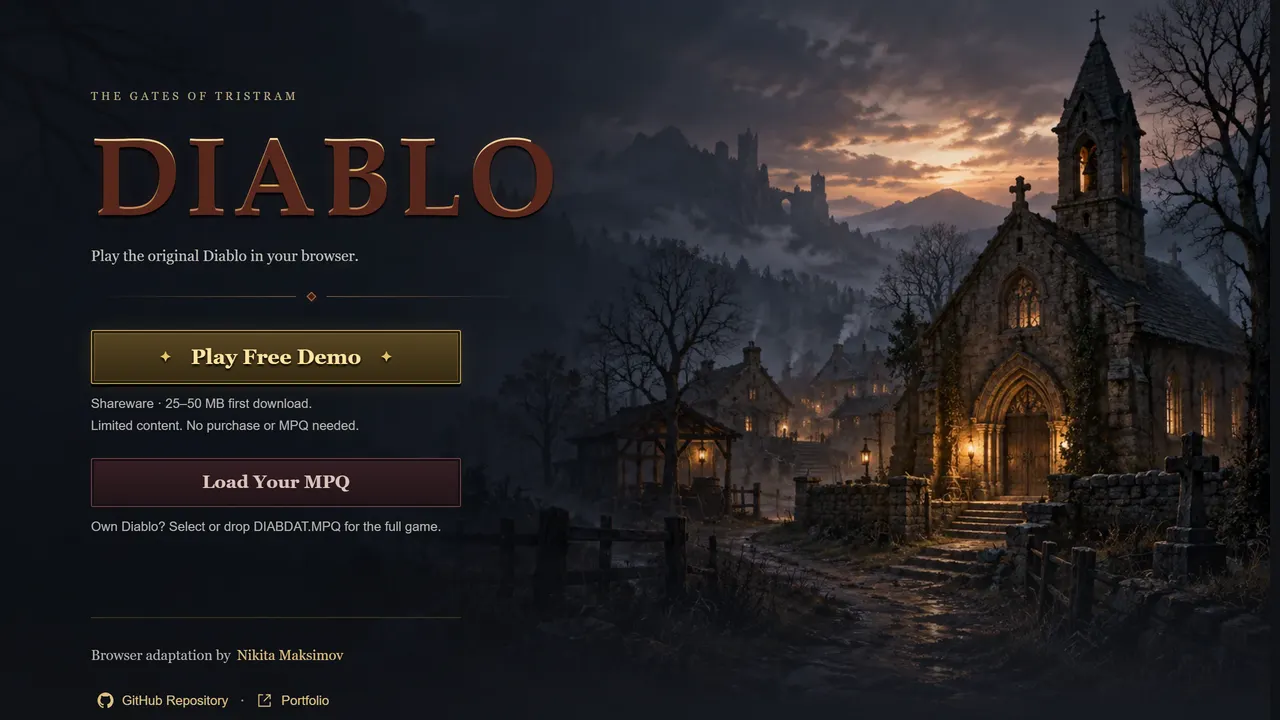 Screenshot of Diablo Web App