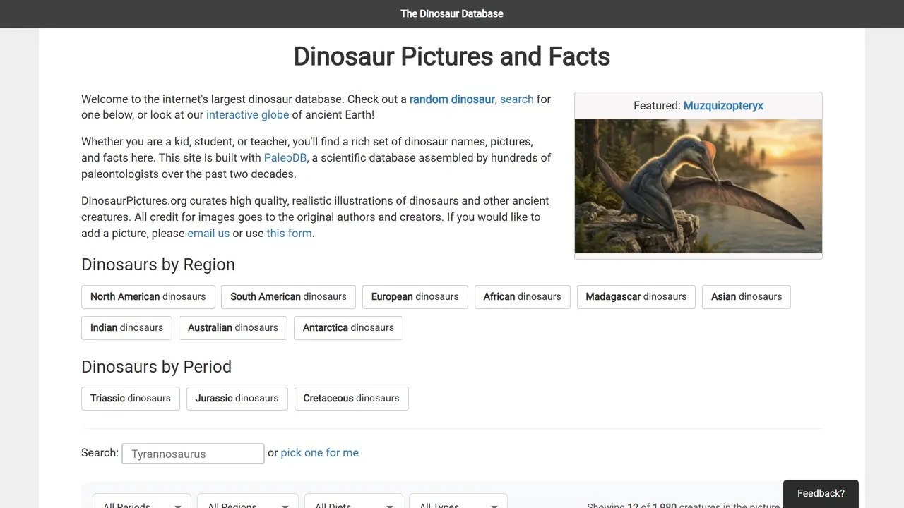 Screenshot of Dinosaur Pictures