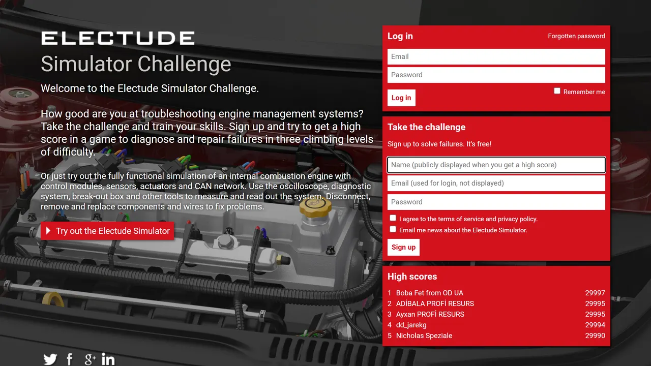 Screenshot of Electude Simulator Challenge