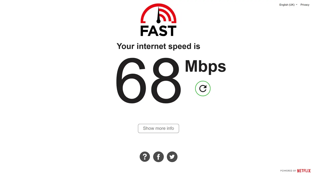 Screenshot of Fast.com