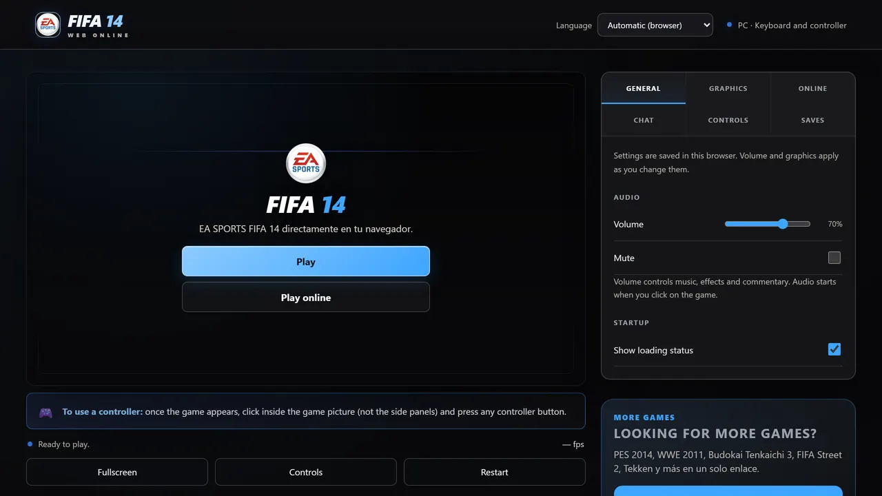 Screenshot of FIFA 14 Web Online