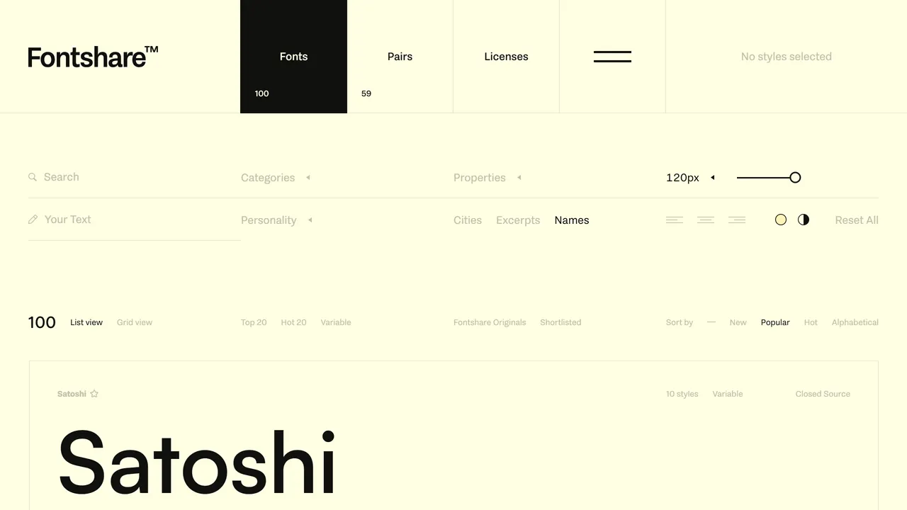 Screenshot of Fontshare