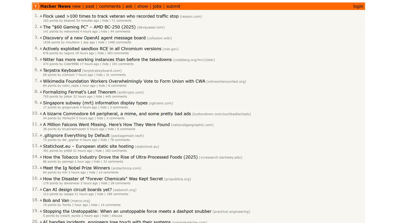 Screenshot of Hacker News