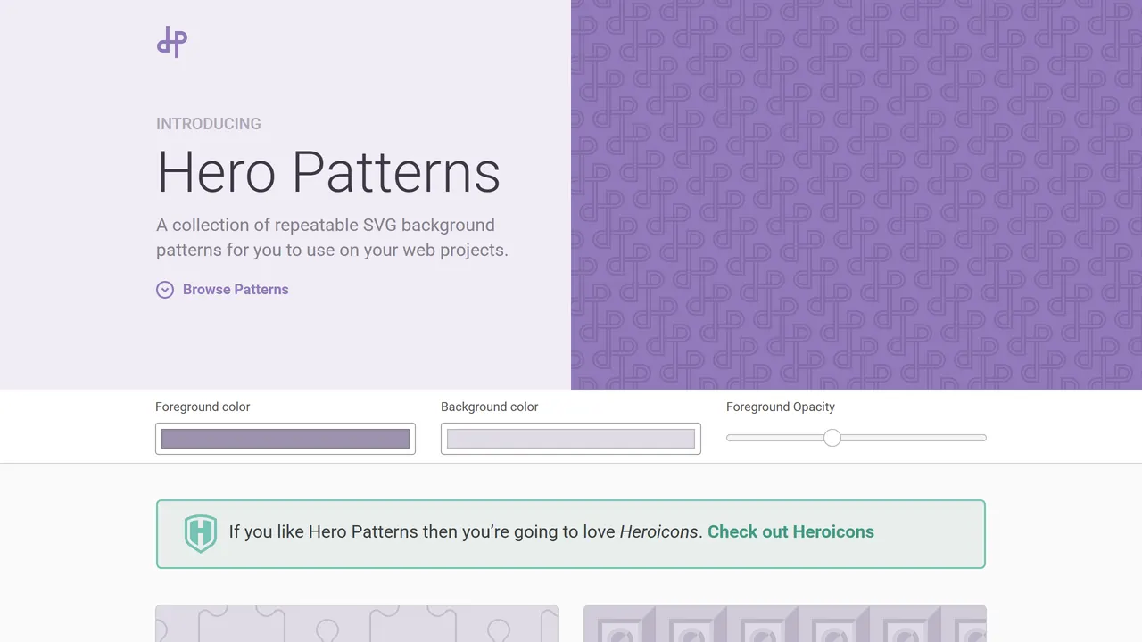 Screenshot of Hero Patterns