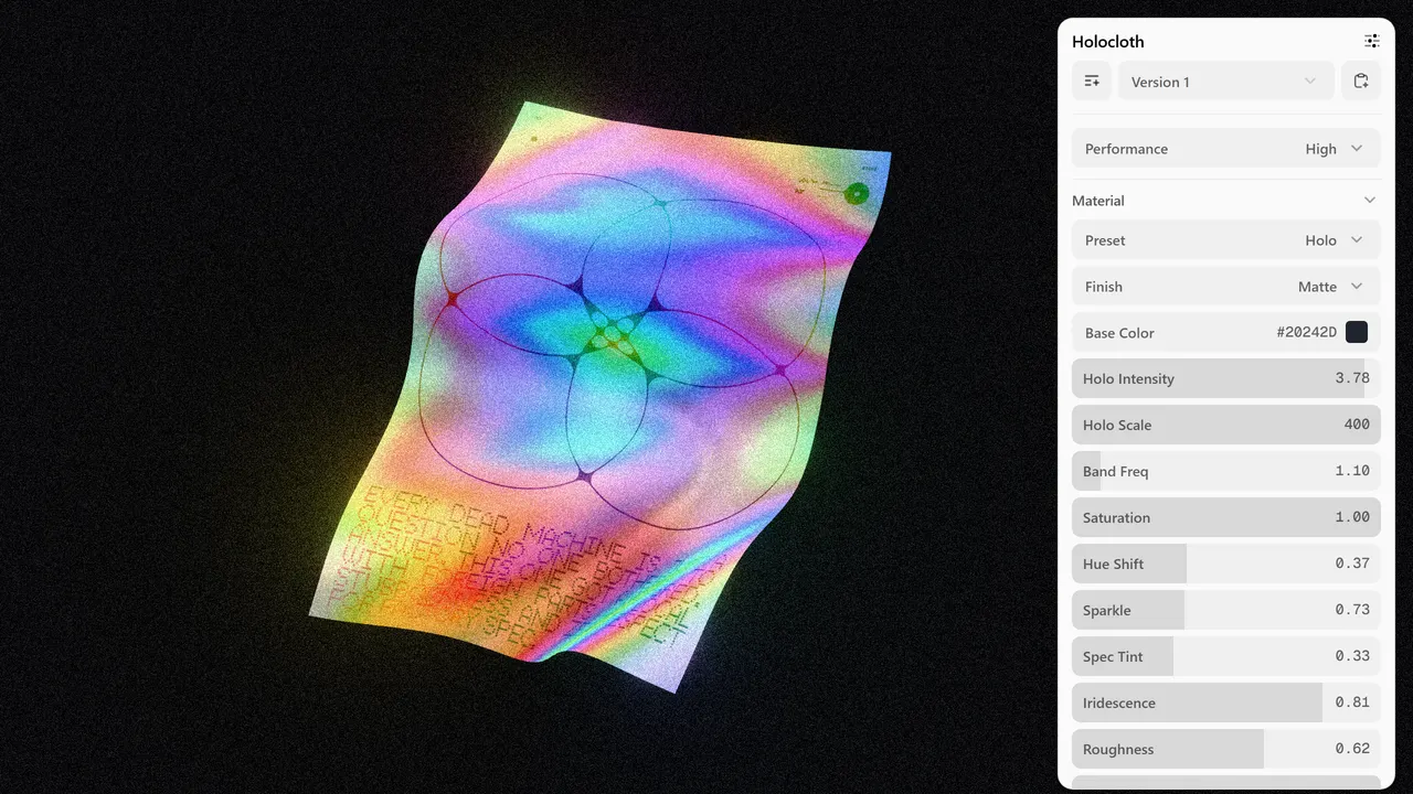 Screenshot of Holocloth