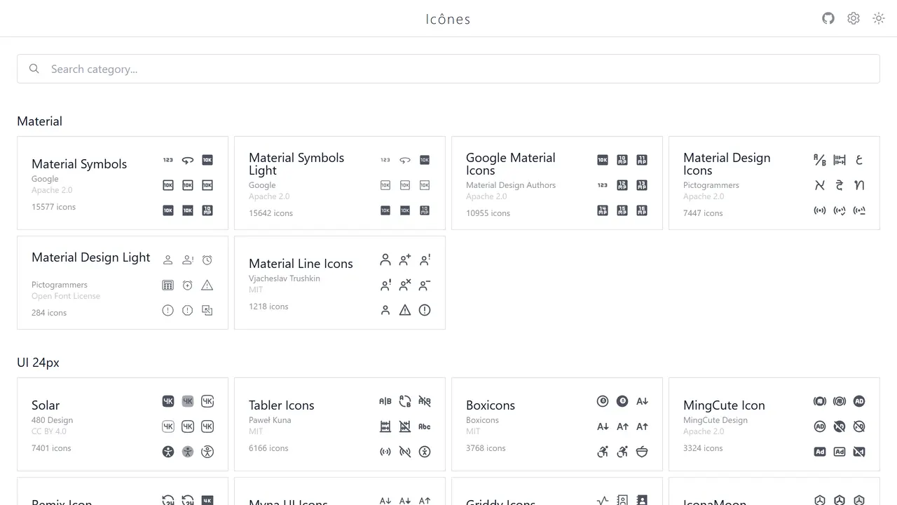 Screenshot of Icônes