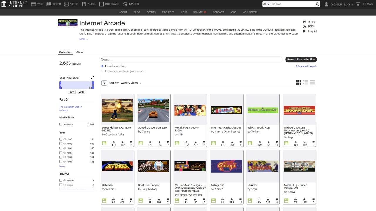 Screenshot of Internet Arcade