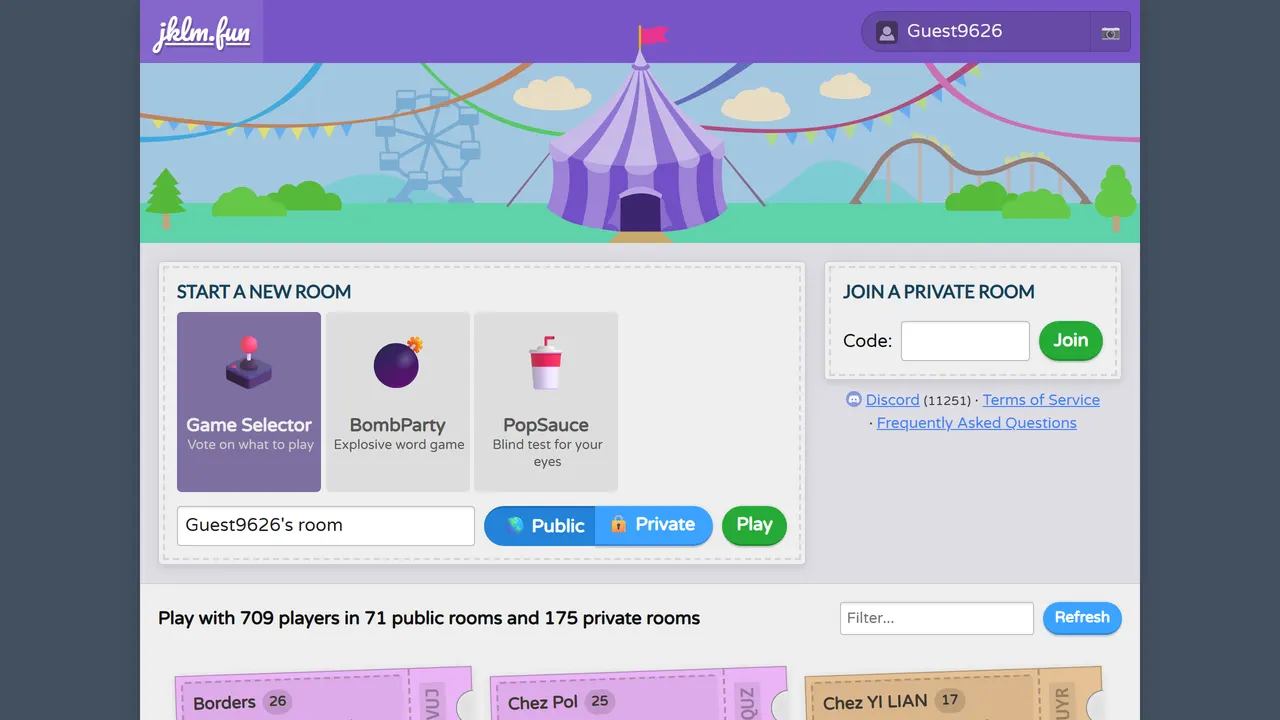Screenshot of JKLM.FUN