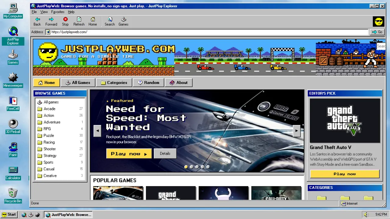 Screenshot of JustPlayWeb