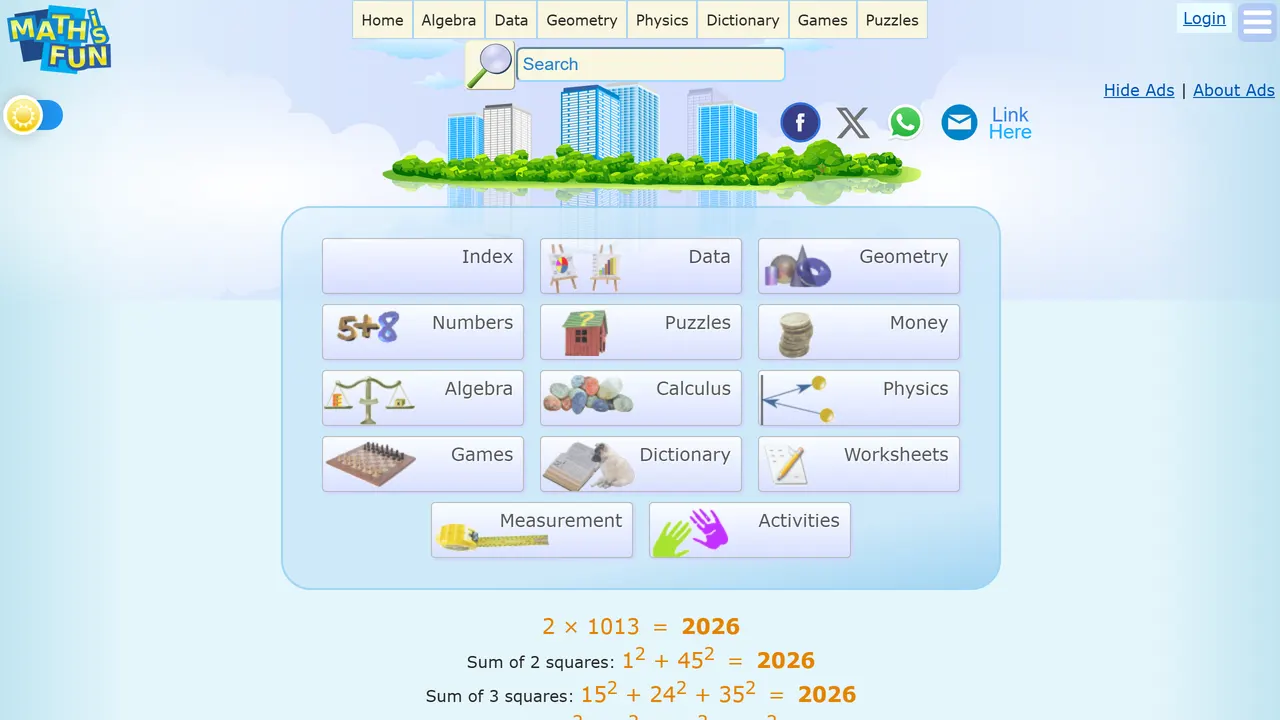 Screenshot of Math is Fun
