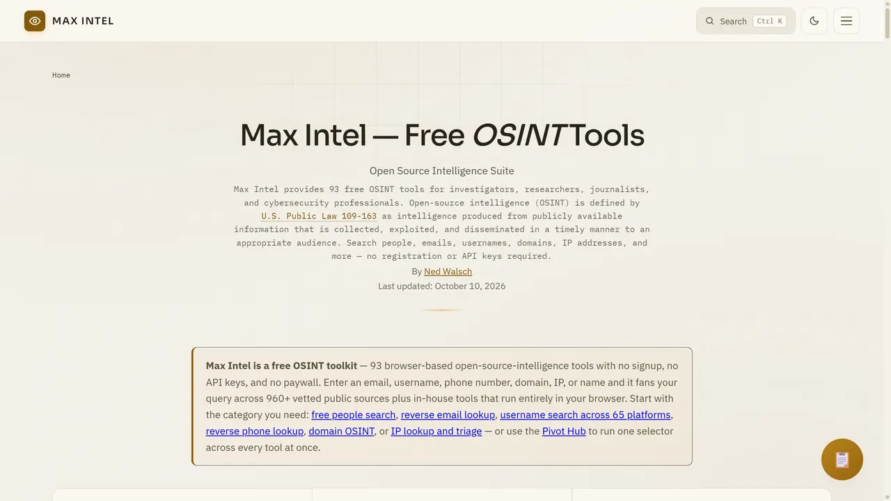 Screenshot of Max Intel