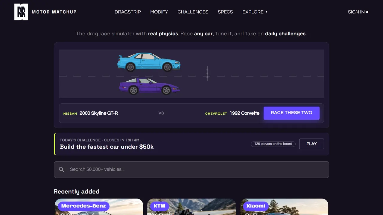Screenshot of Motor Matchup