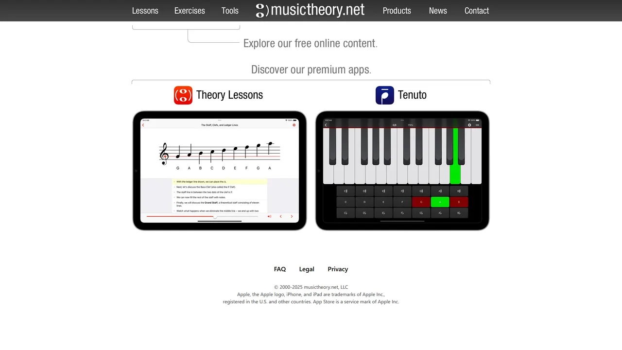 Screenshot of musictheory.net