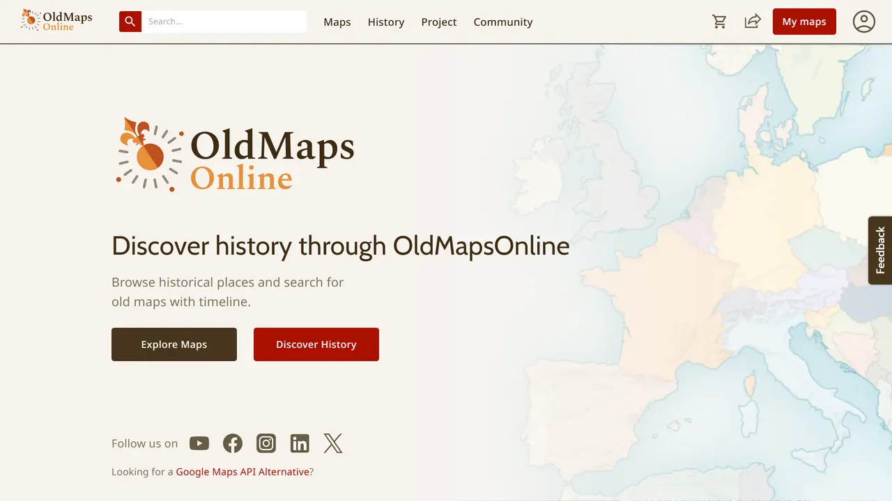 Screenshot of Old Maps Online