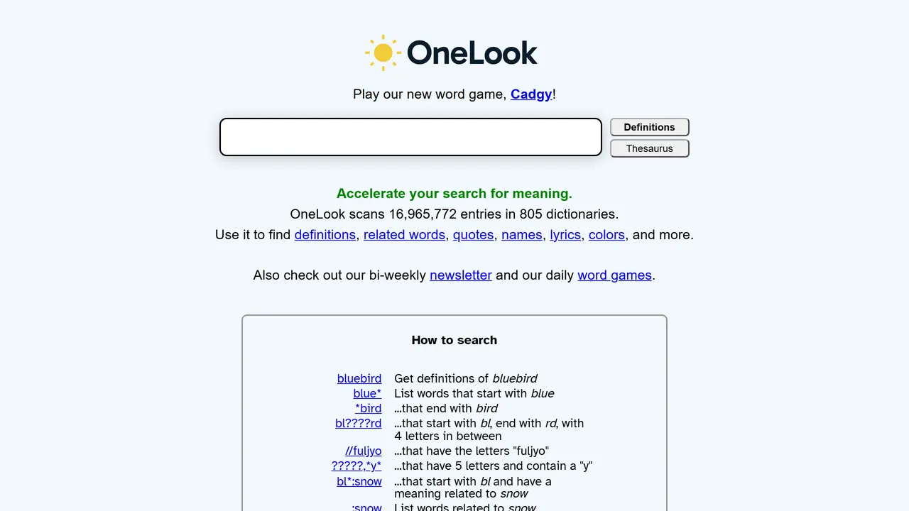Screenshot of OneLook