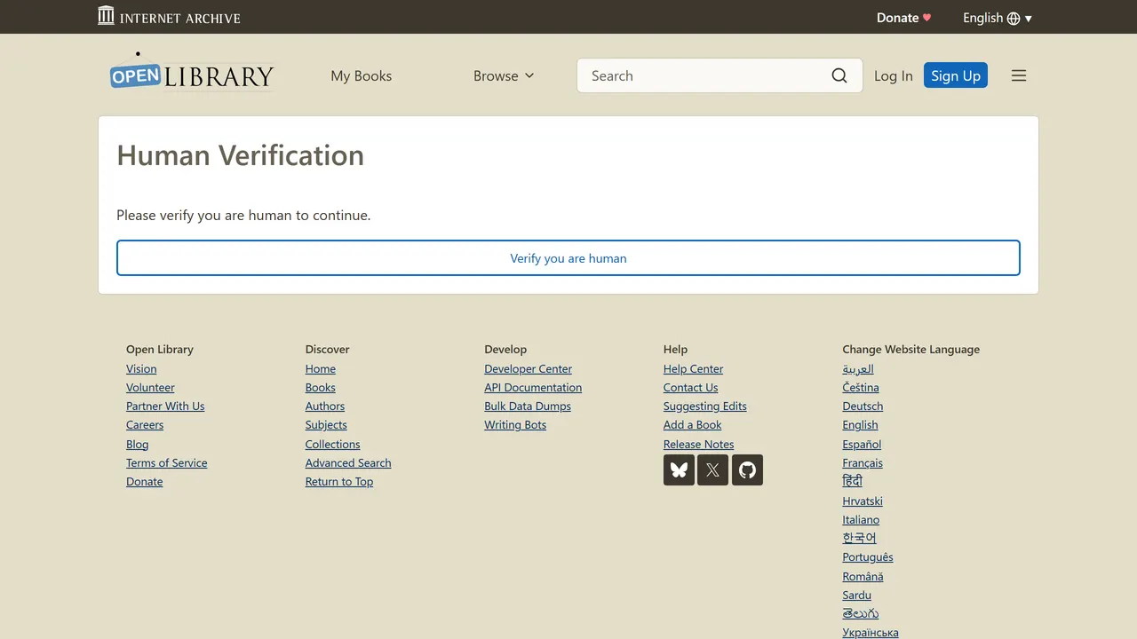 Screenshot of Open Library