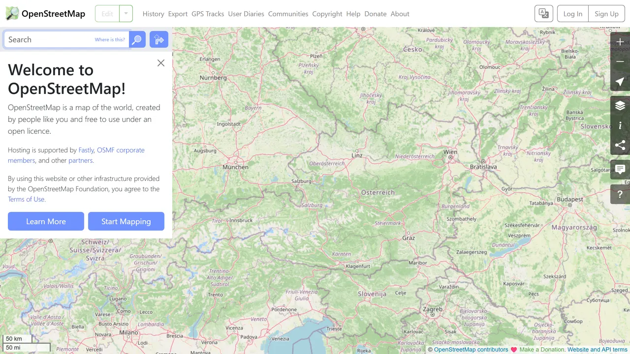 Screenshot of OpenStreetMap
