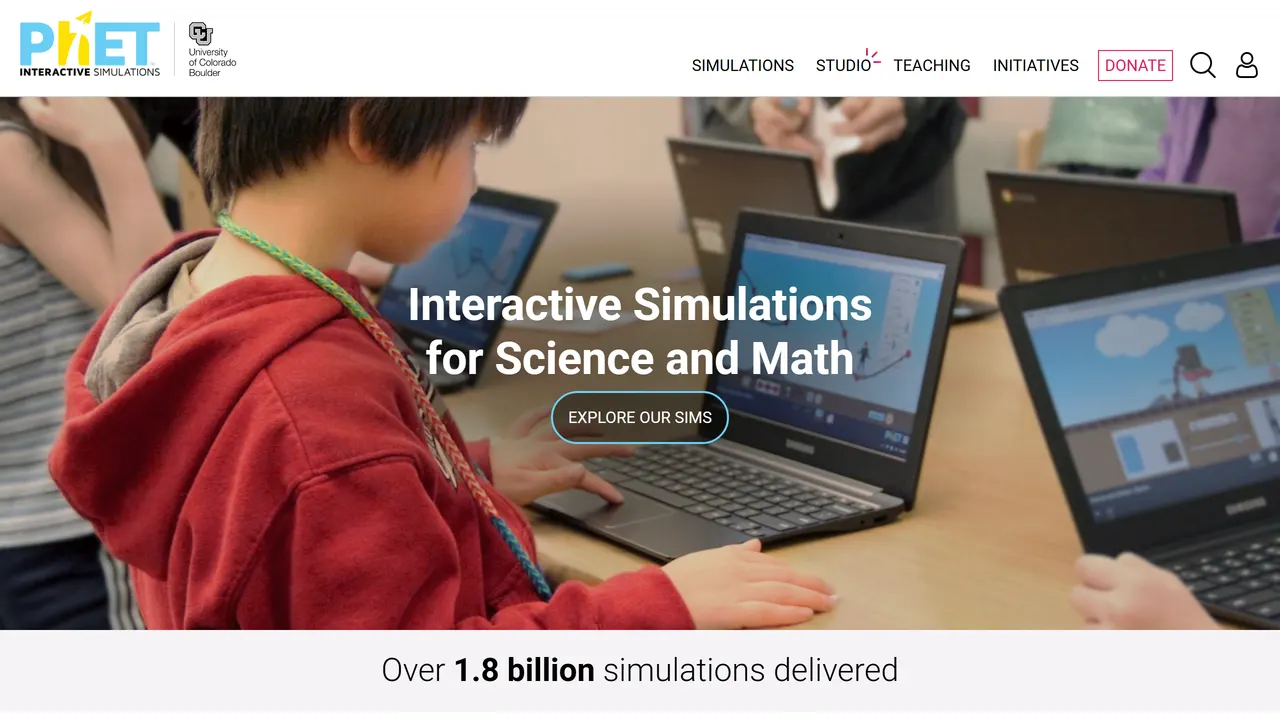 Screenshot of PhET Interactive Simulations
