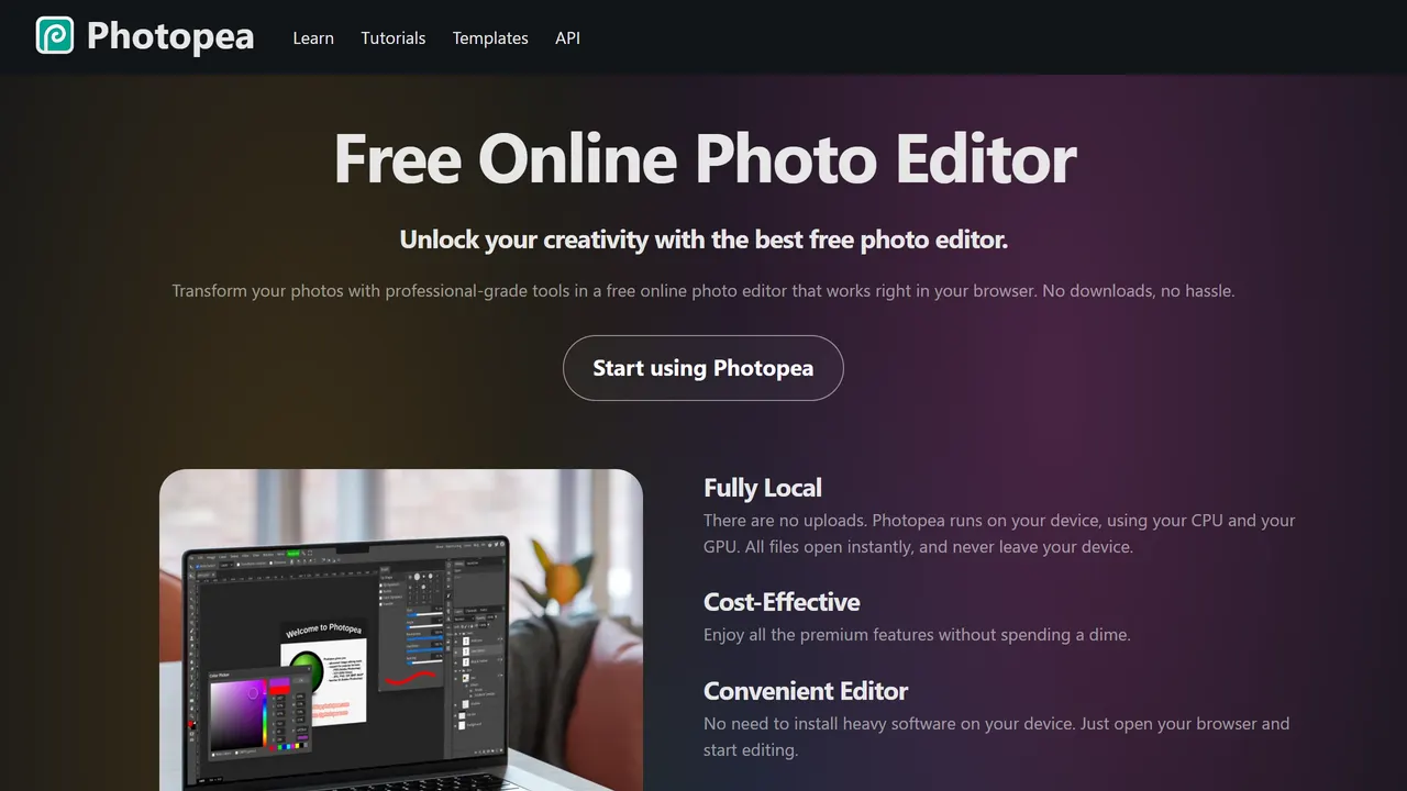 Screenshot of Photopea