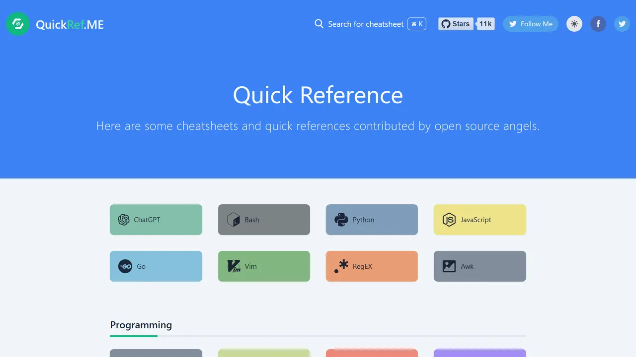 Screenshot of QuickRef.ME