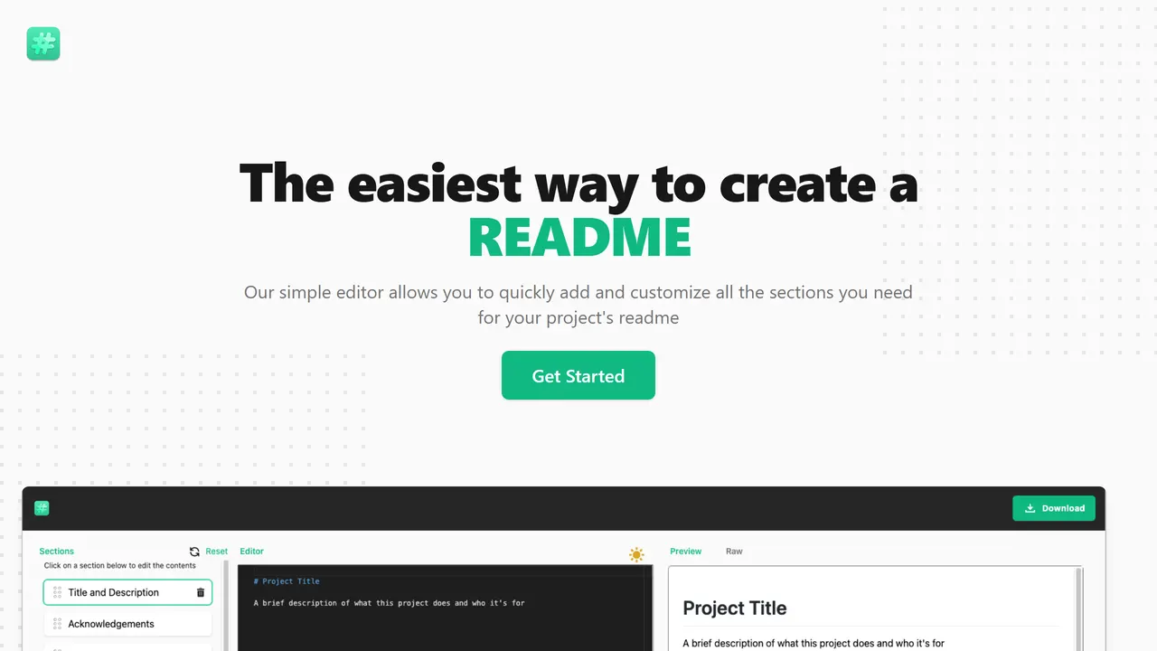 Screenshot of readme.so