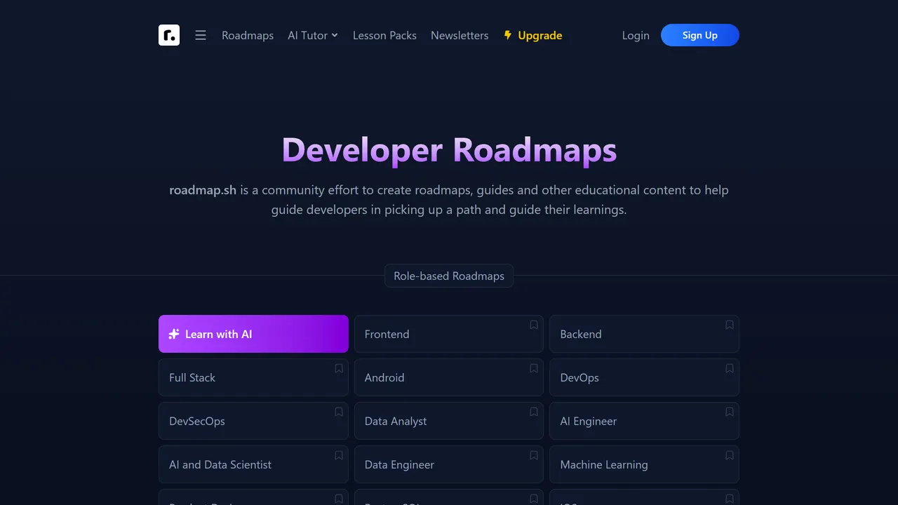 Screenshot of roadmap.sh