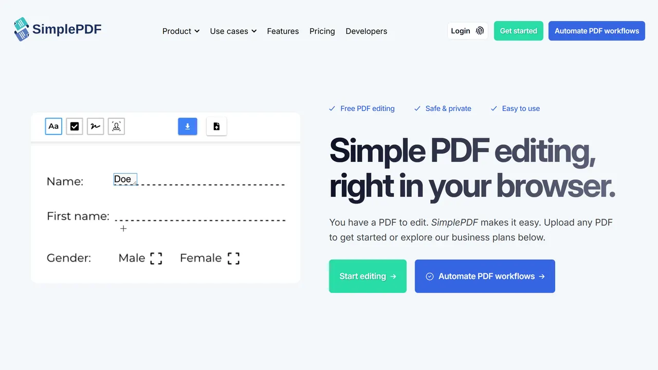 Screenshot of SimplePDF