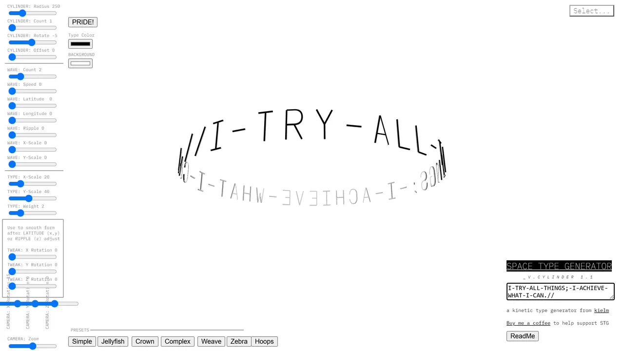 Screenshot of Space Type Generator