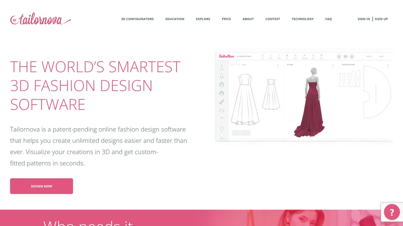 Screenshot of Tailornova