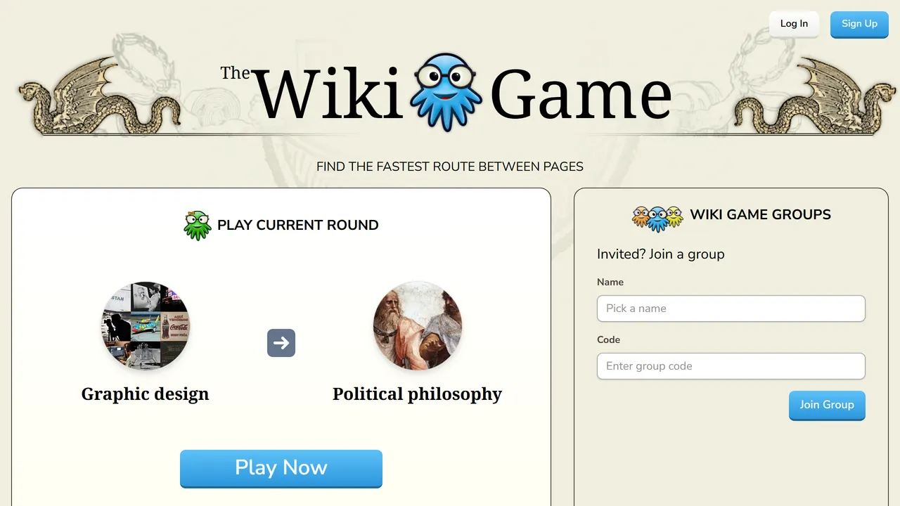 Screenshot of The Wiki Game