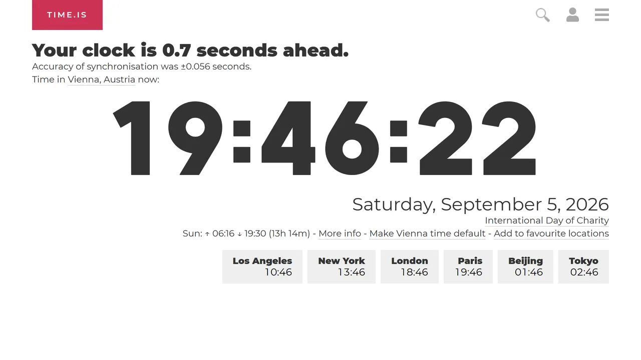 Screenshot of time.is