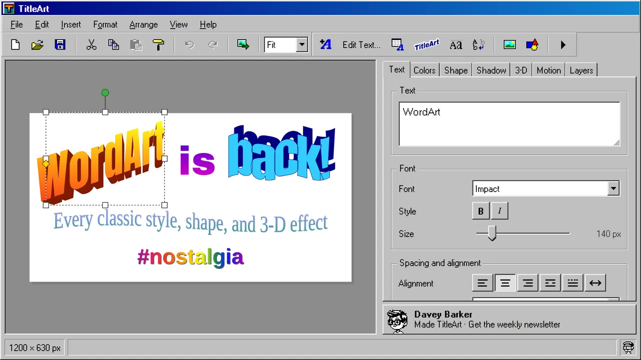 Screenshot of TitleArt