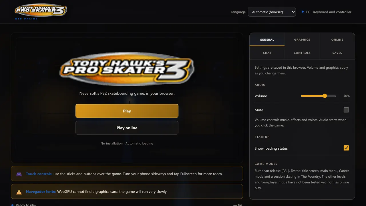Screenshot of Tony Hawk's Pro Skater 3
