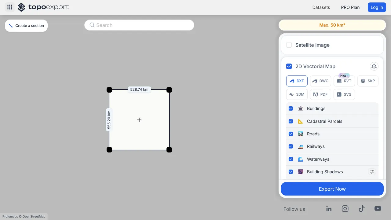 Screenshot of TopoExport