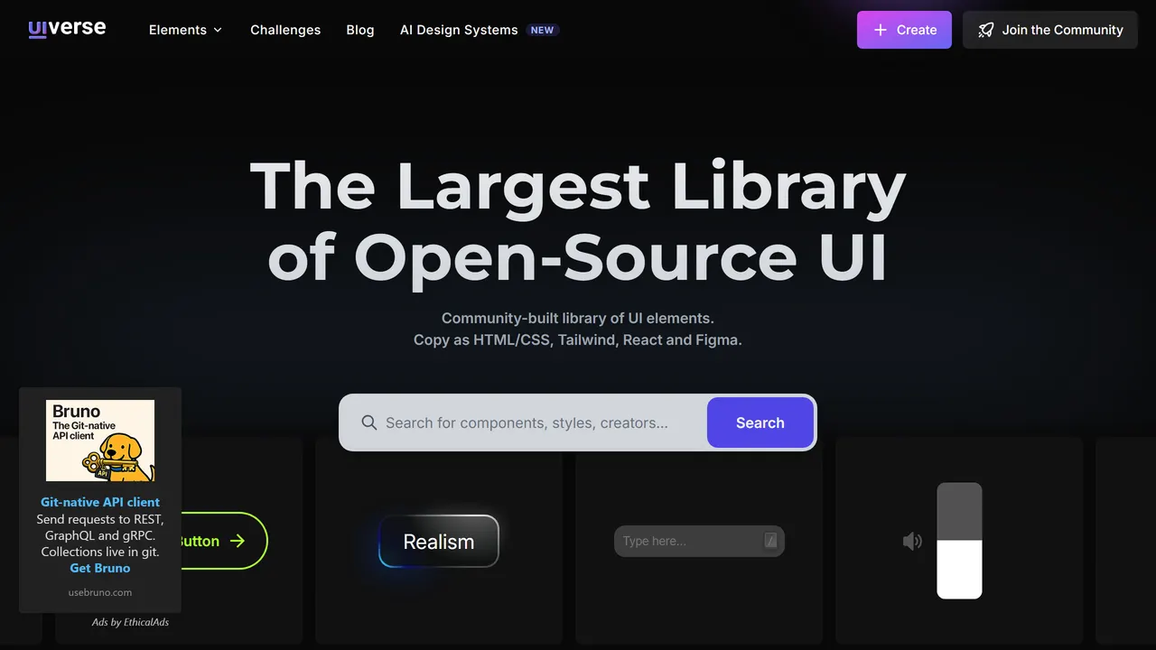 Screenshot of Uiverse