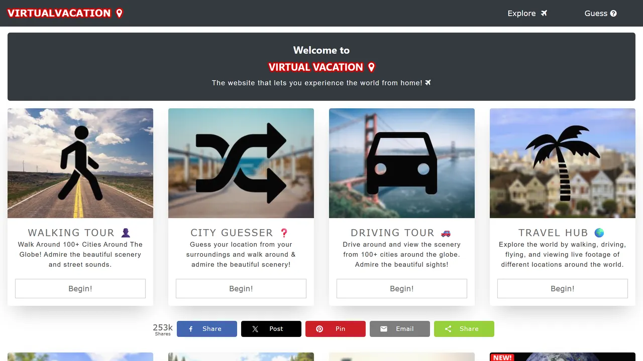 Screenshot of Virtual Vacation