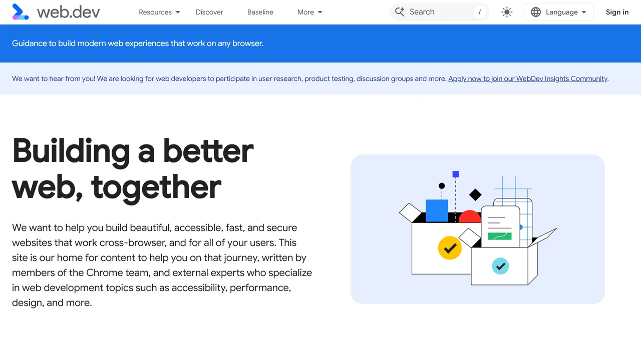 Screenshot of web.dev
